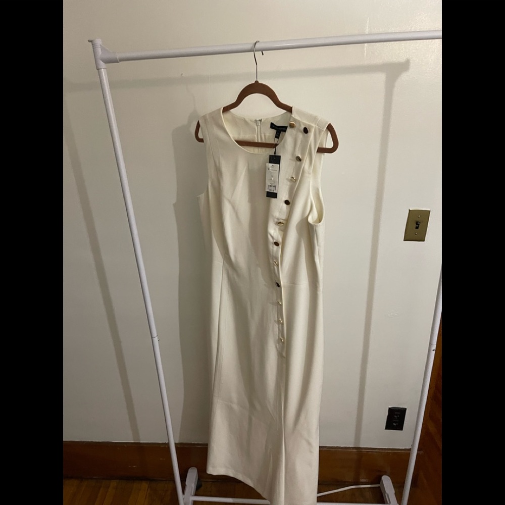 Cream banana republic dress with gold buttons , brand new size 14